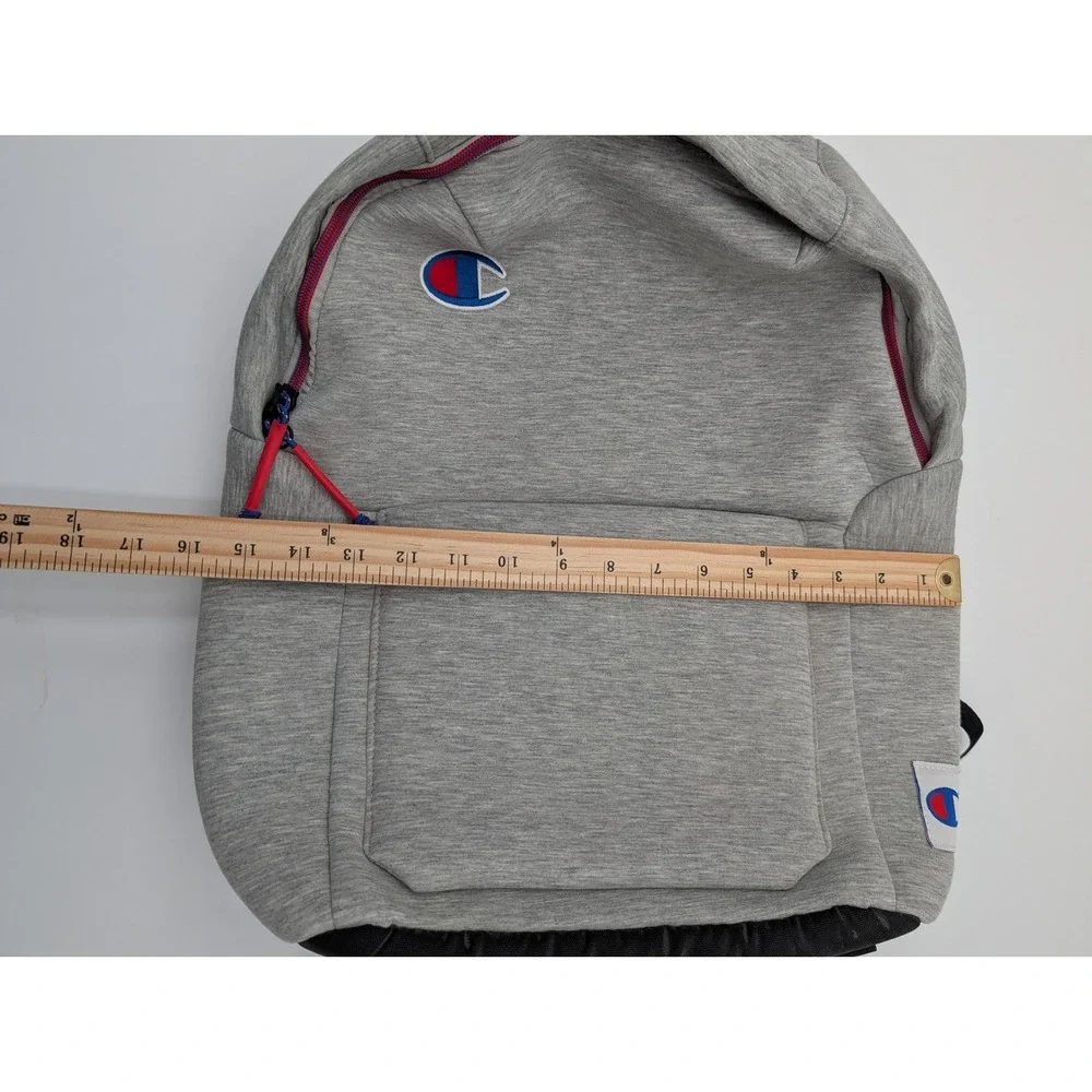 Champion Backpack Gray Jersey Knit Logo School Travel Bag One Size